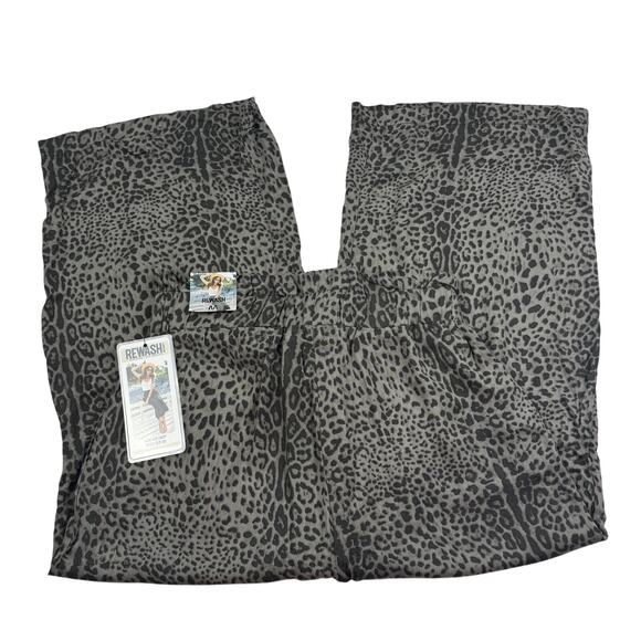 Rewash Animal Leopard Print Paperbag Wide Leg Rayon Cropped Pants Women's M - Picture 5 of 9